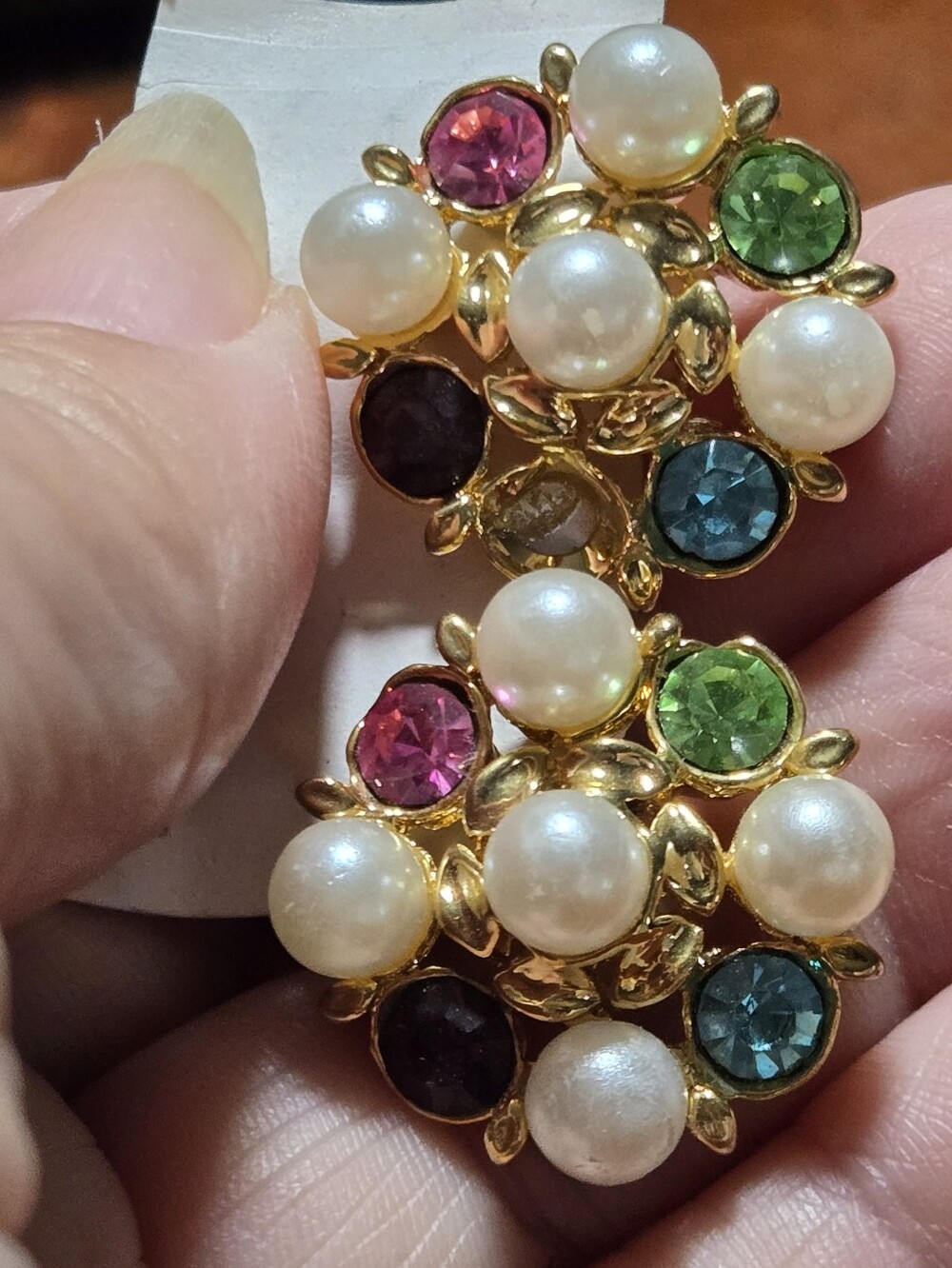 Gold-Tone Multicolor Pearl Cluster Earrings